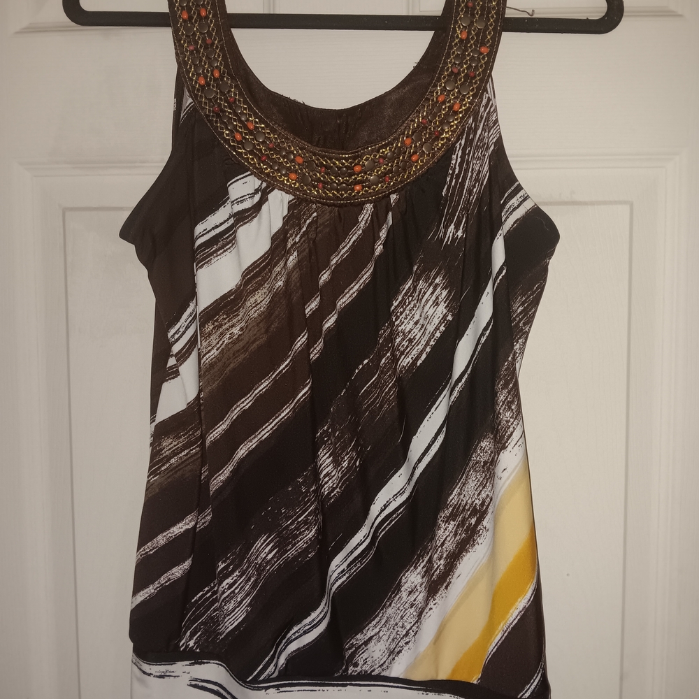 HeartSoul Brown and Yellow Embellished Blouse